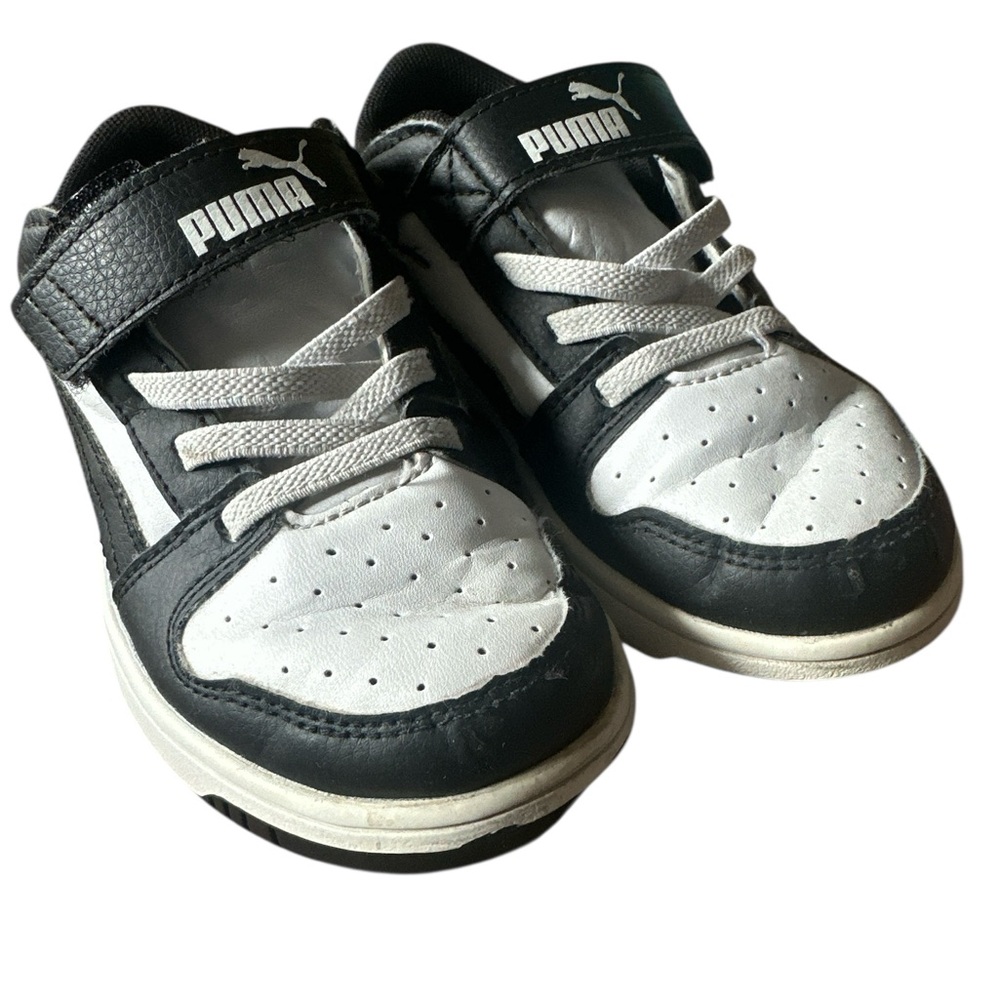 Puma Black and White Sneakers with Velcro Strap Toddler Size 11C - Picture 4 of 6